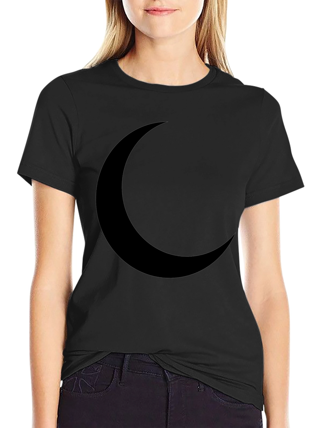 Crescent Moon Graphic T-Shirt - Black