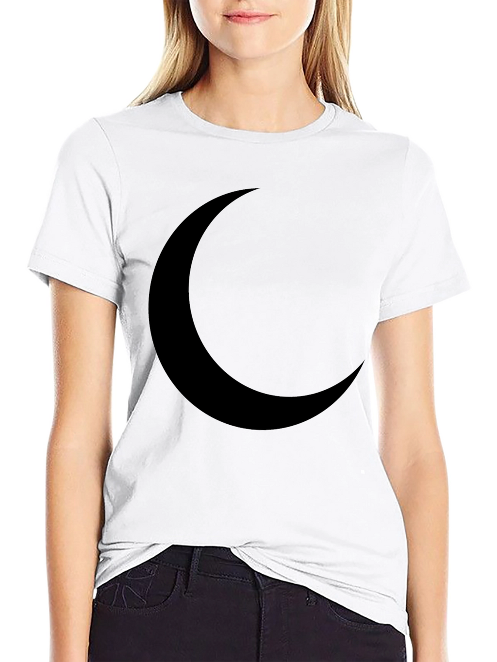 Crescent Moon Graphic T-Shirt - Black