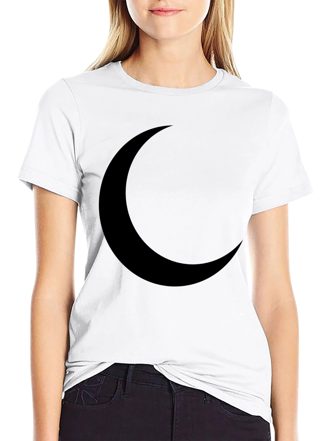 Crescent Moon Graphic T-Shirt - Black