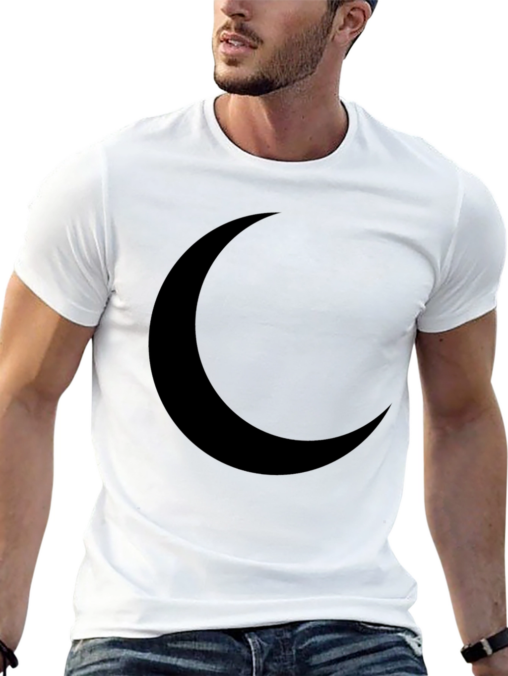 Crescent Moon Graphic T-Shirt - Black