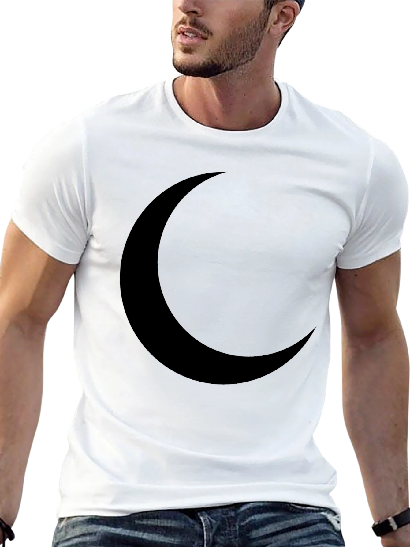 Crescent Moon Graphic T-Shirt - Black