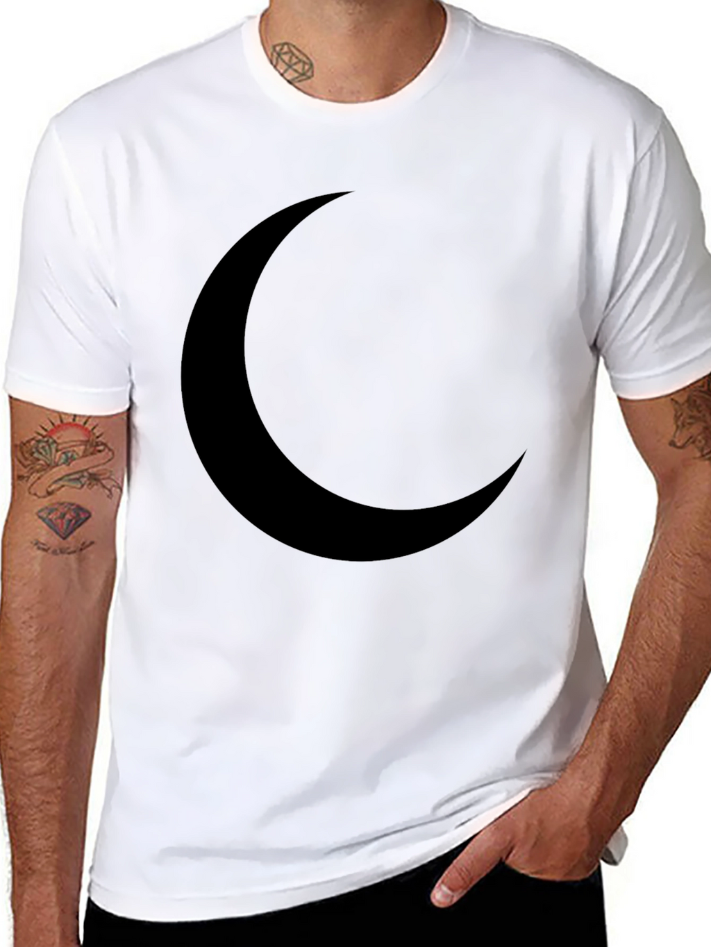 Crescent Moon Graphic T-Shirt - Black