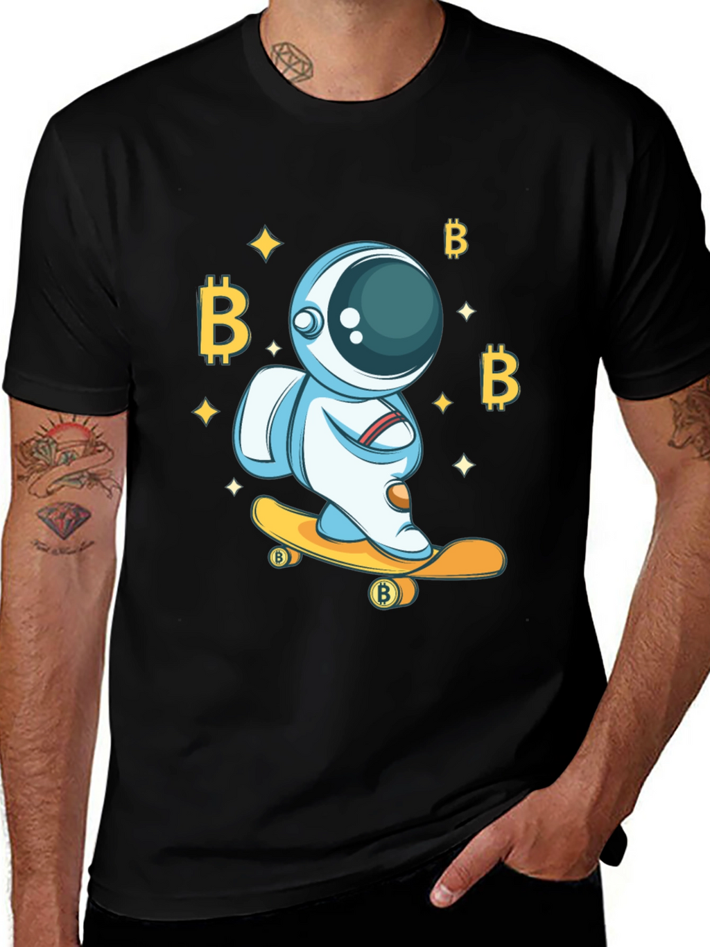 Bitcoin Astronaut Skateboard T-Shirt - Crypto Tee
