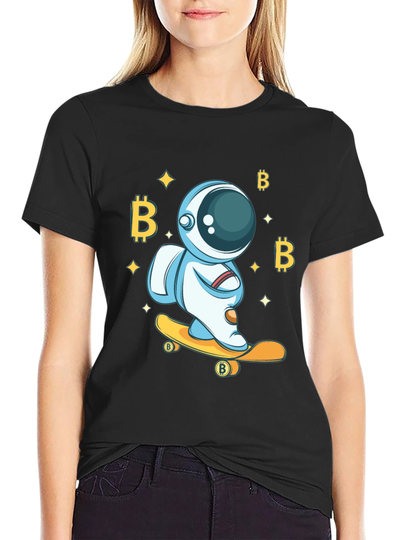 Bitcoin Astronaut Skateboard T-Shirt - Crypto Tee