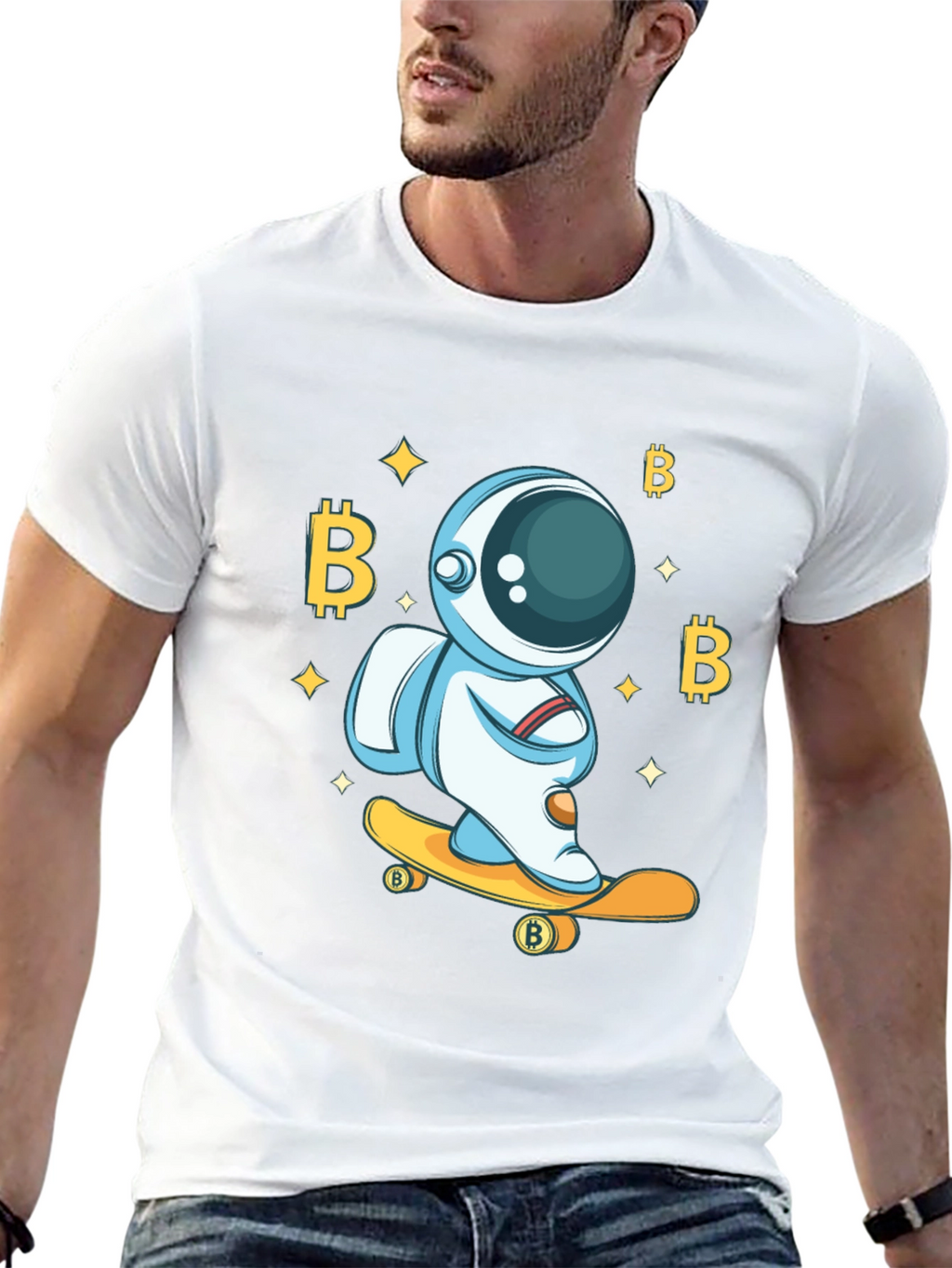 Bitcoin Astronaut Skateboard T-Shirt - Crypto Tee