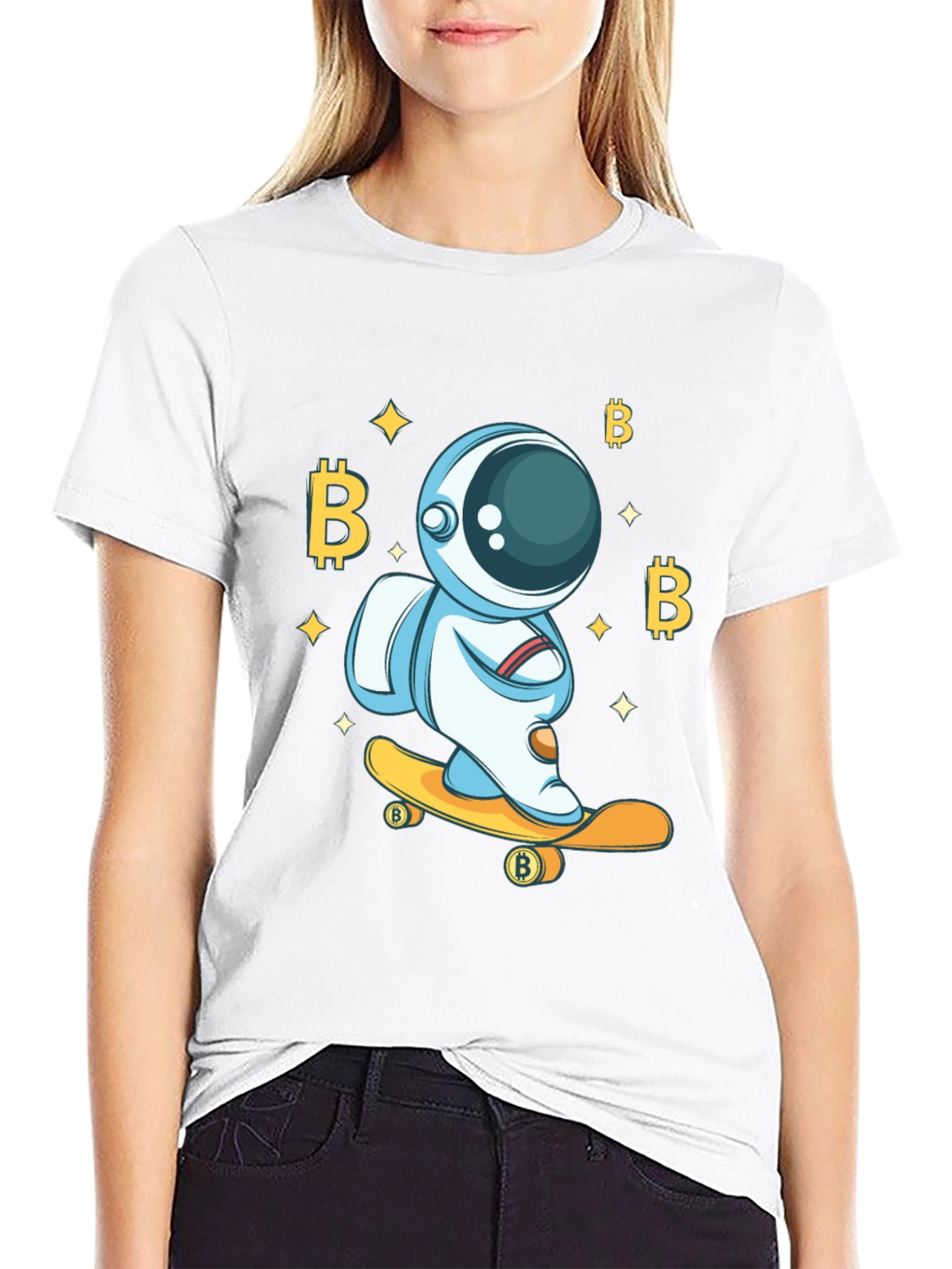 Bitcoin Astronaut Skateboard T-Shirt - Crypto Tee