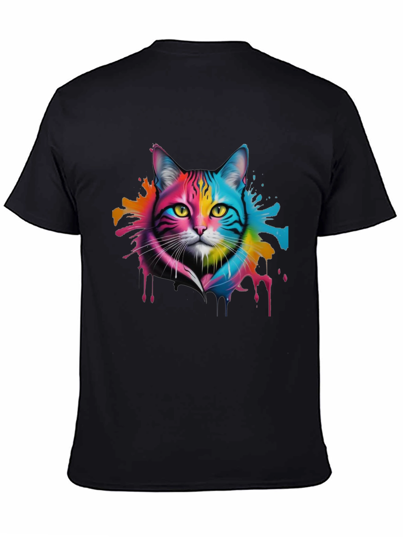Colorful Cat Graphic Tee - Unique Design