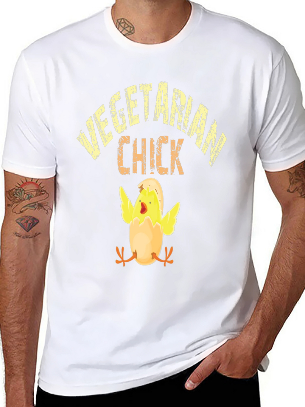 Vegetarian Chick Graphic T-Shirt - Black