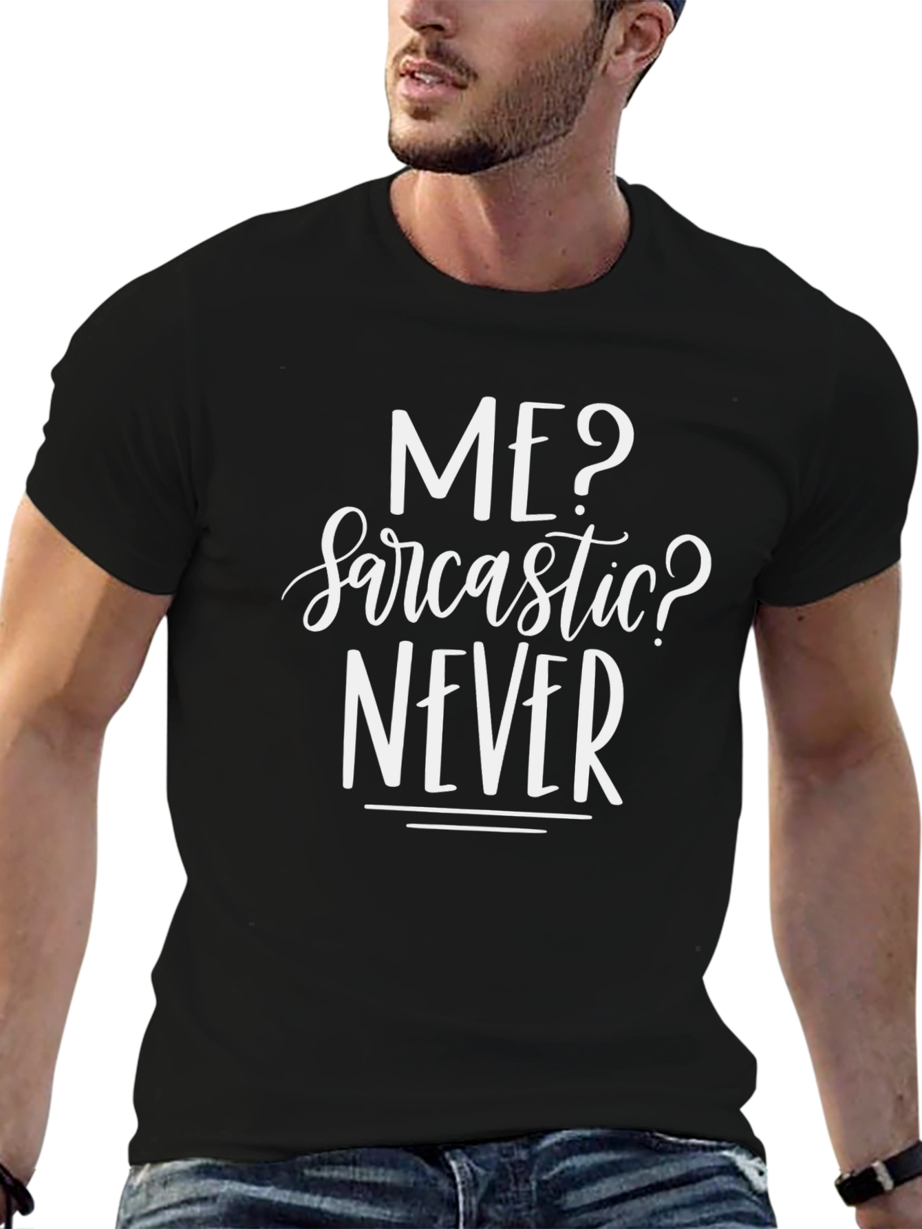 Sarcastic Never Graphic Tee - Mens Black T-Shirt