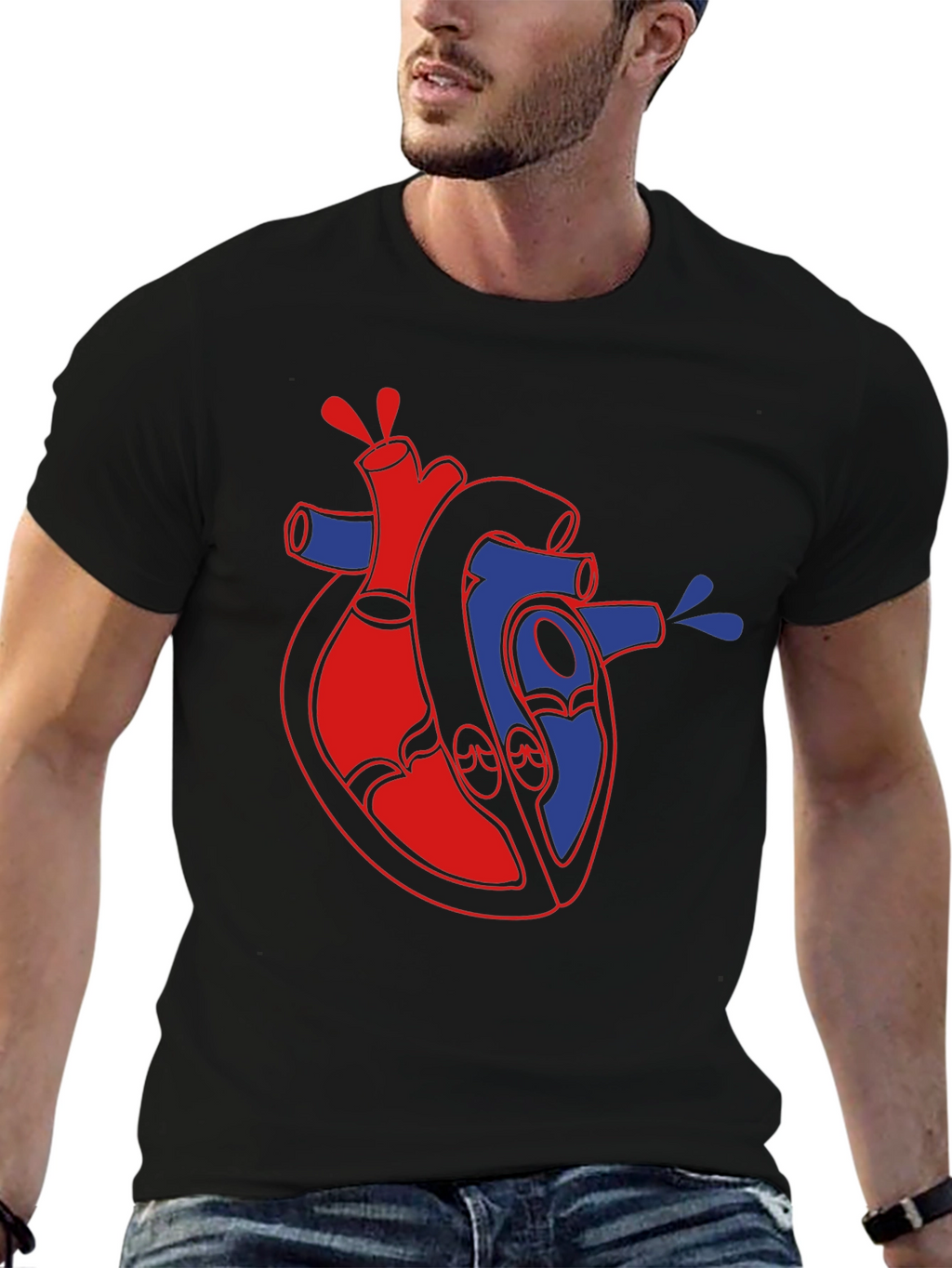 Anatomical Heart Graphic Black T-Shirt