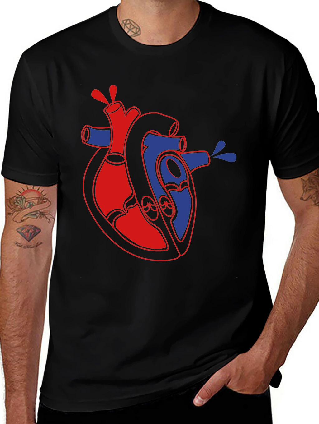 Anatomical Heart Graphic Black T-Shirt