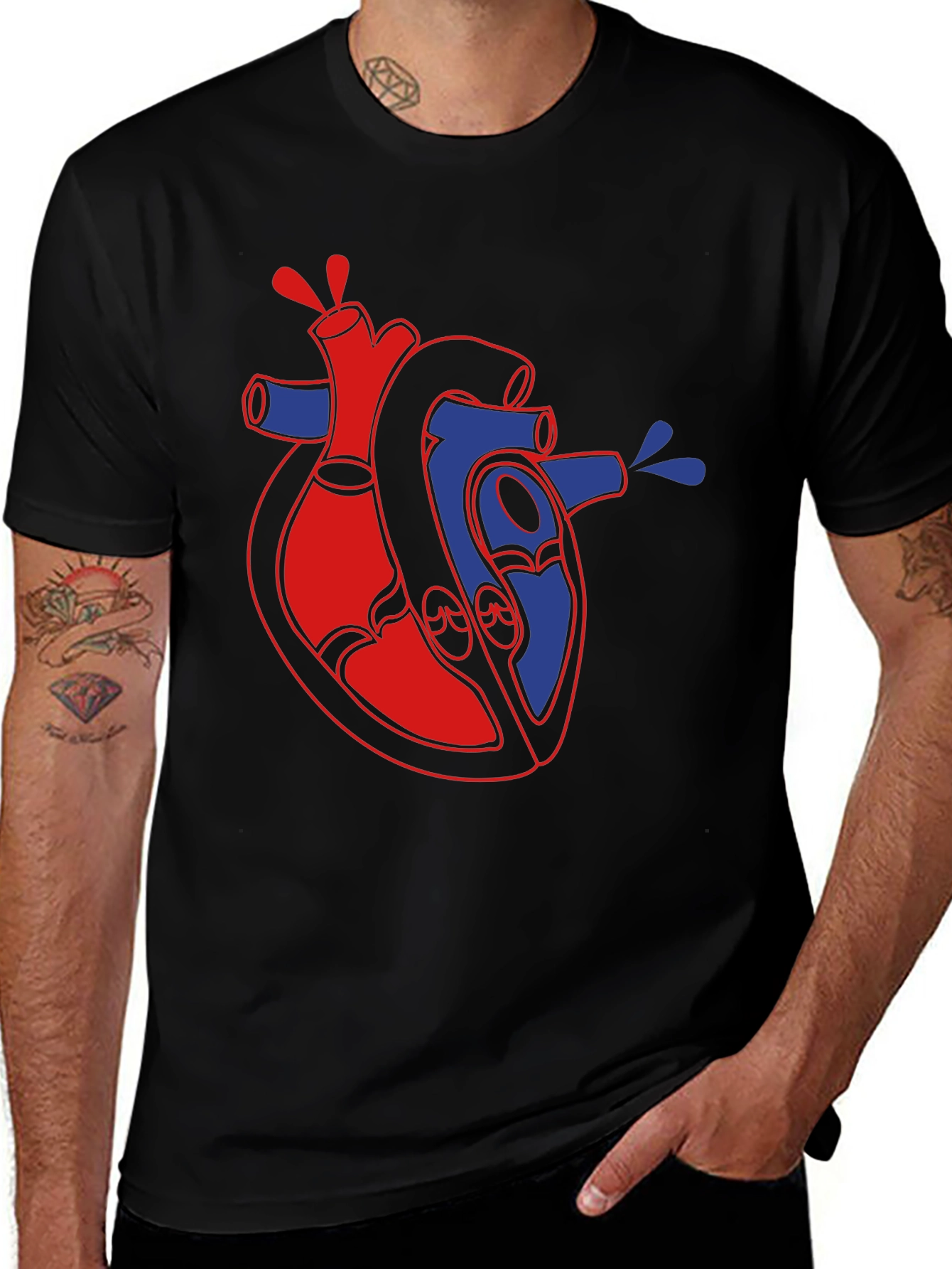Anatomical Heart Graphic Black T-Shirt