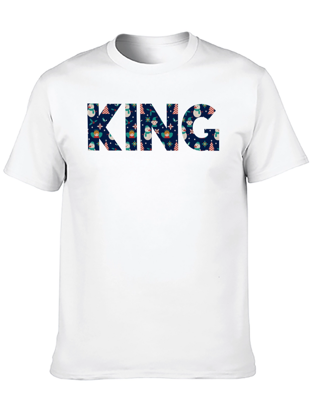 King Christmas Pattern Black T-Shirt