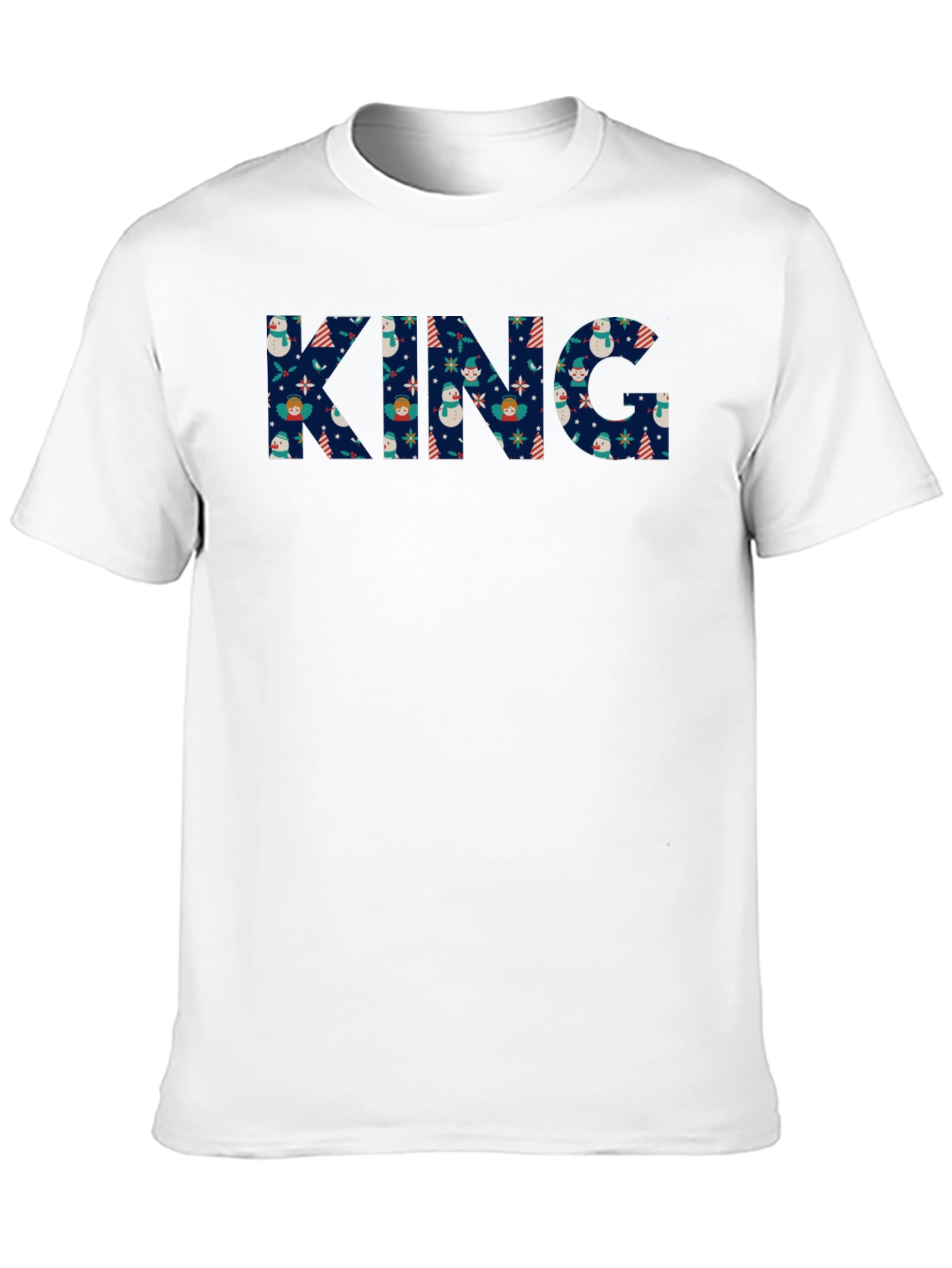 King Christmas Pattern Black T-Shirt
