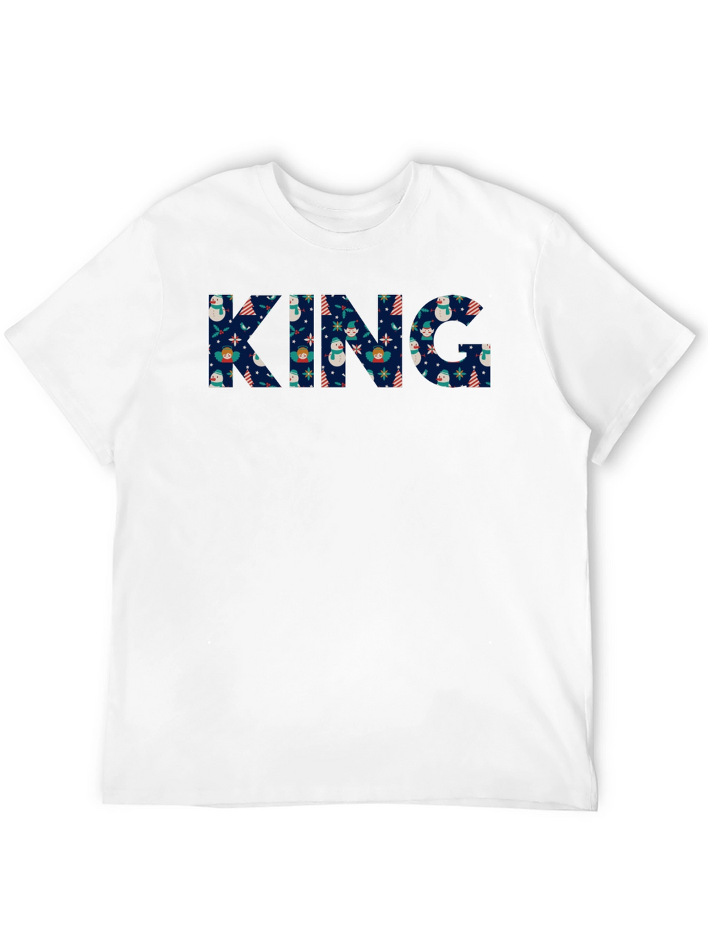 King Christmas Pattern Black T-Shirt