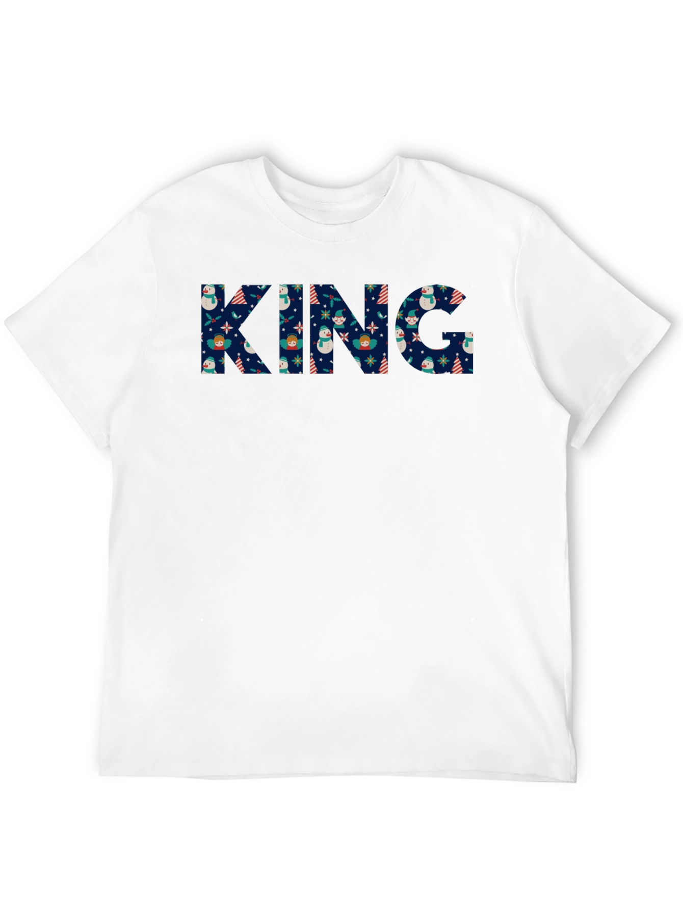 King Christmas Pattern Black T-Shirt