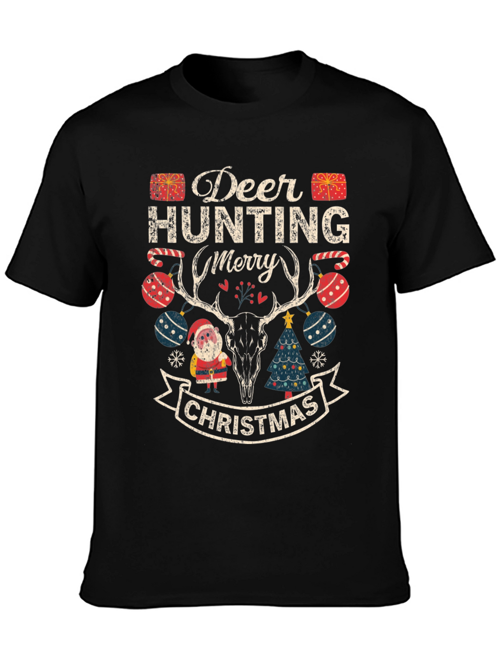 Deer Hunting Merry Christmas Graphic Tee