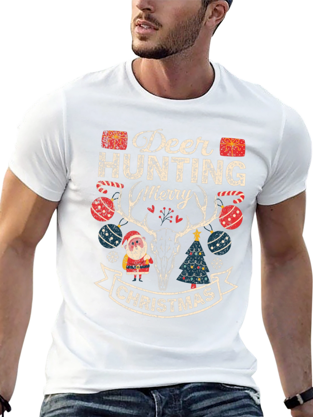 Deer Hunting Merry Christmas Graphic Tee