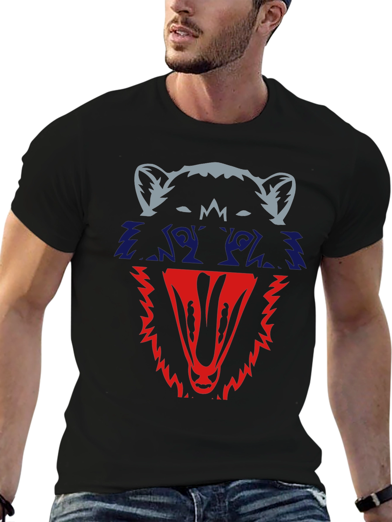 Raccoon Graphic Tee - Mens Black Cotton T-Shirt