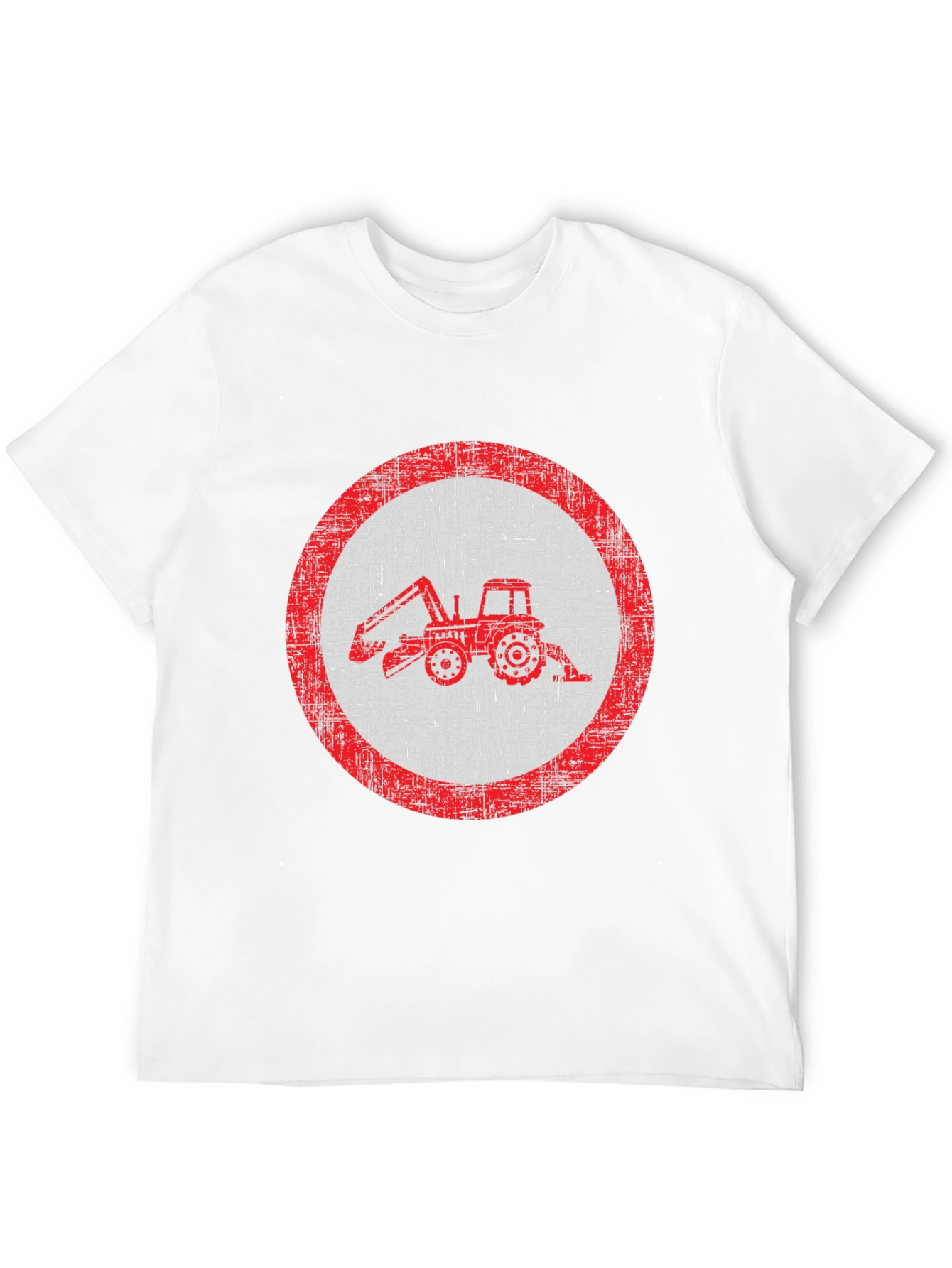 Distressed Tractor Graphic Tee - Black Cotton Blend