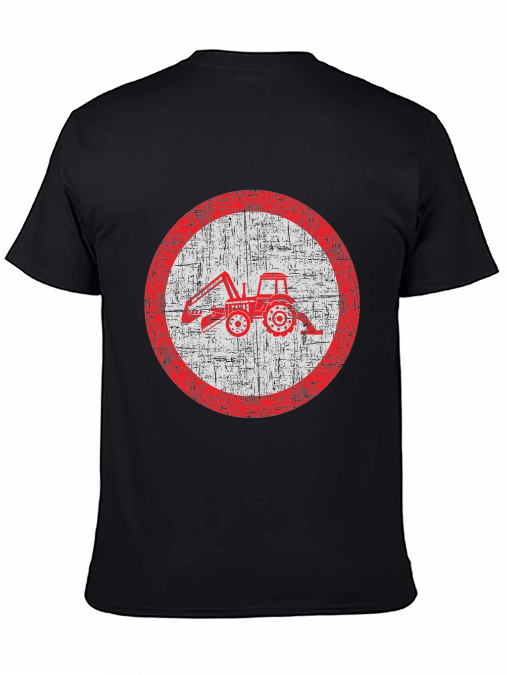 Distressed Tractor Graphic Tee - Black Cotton Blend