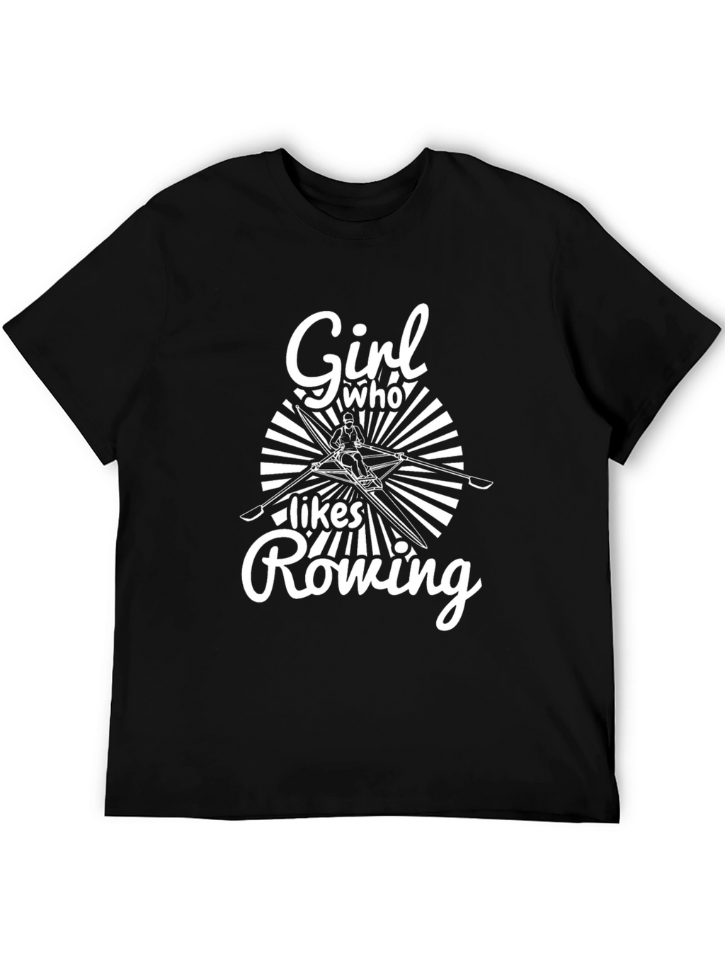 Girl Who Likes Rowing Black T-Shirt
