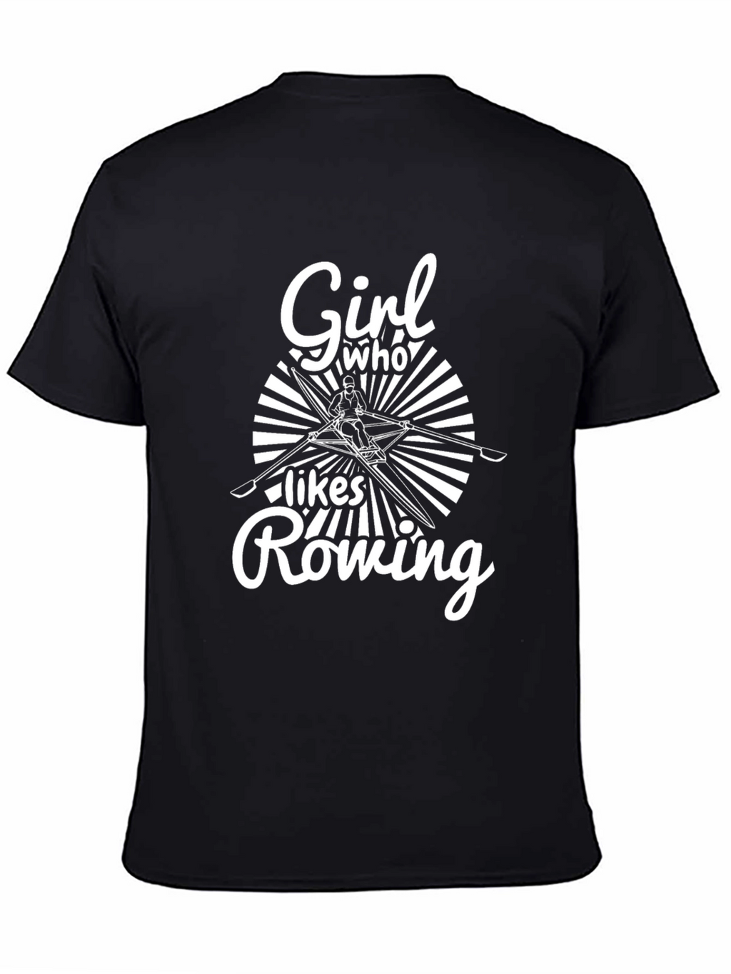Girl Who Likes Rowing Black T-Shirt