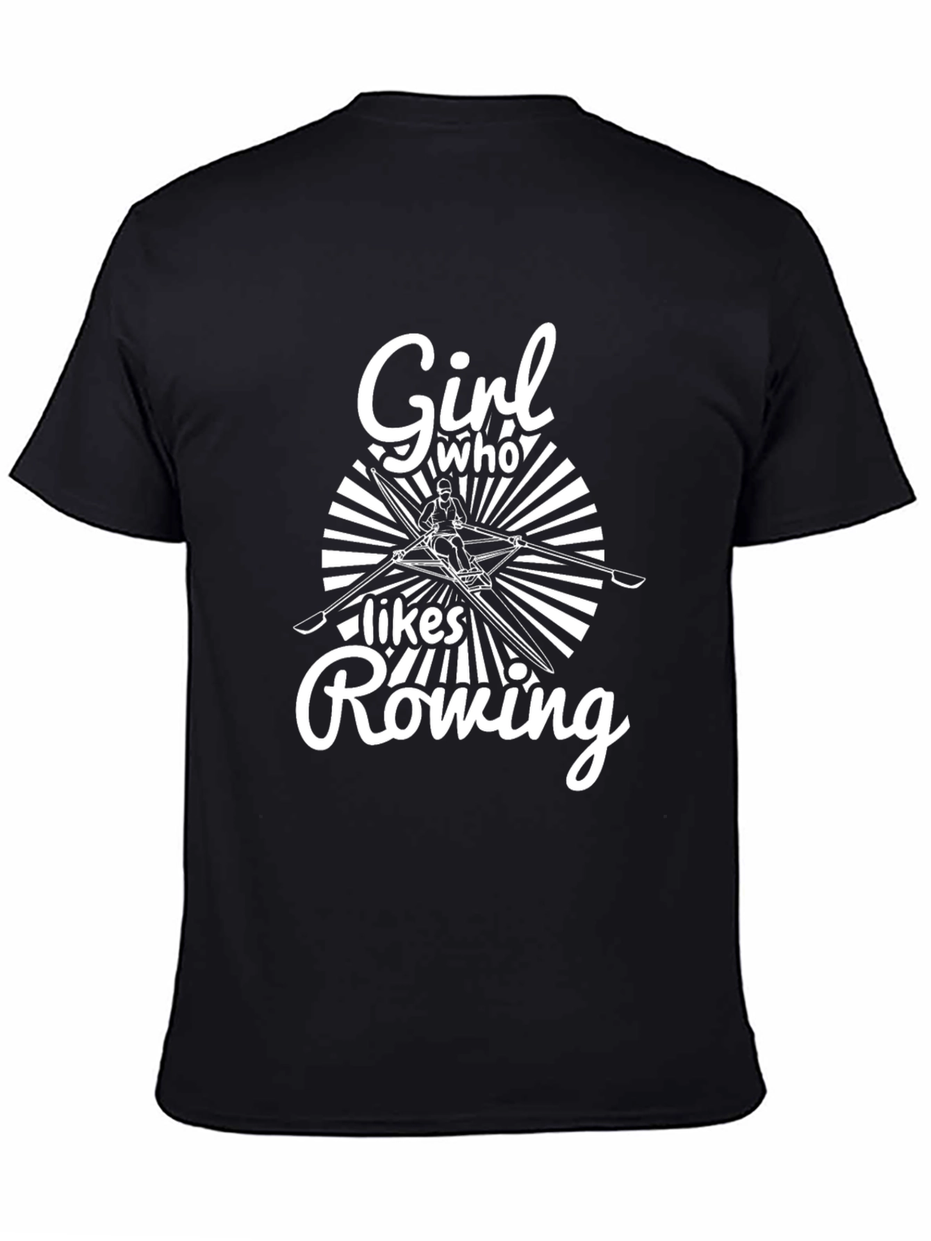 Girl Who Likes Rowing Black T-Shirt