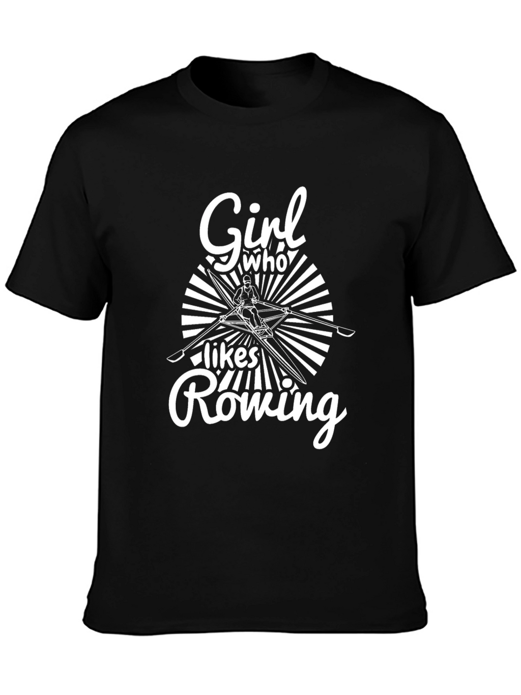 Girl Who Likes Rowing Black T-Shirt