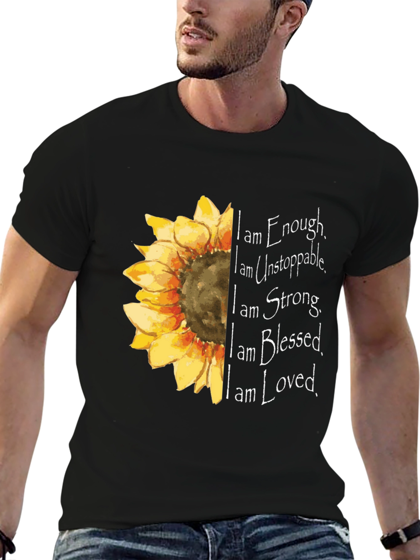 Sunflower Inspirational T-Shirt - Enough Unstoppable Strong