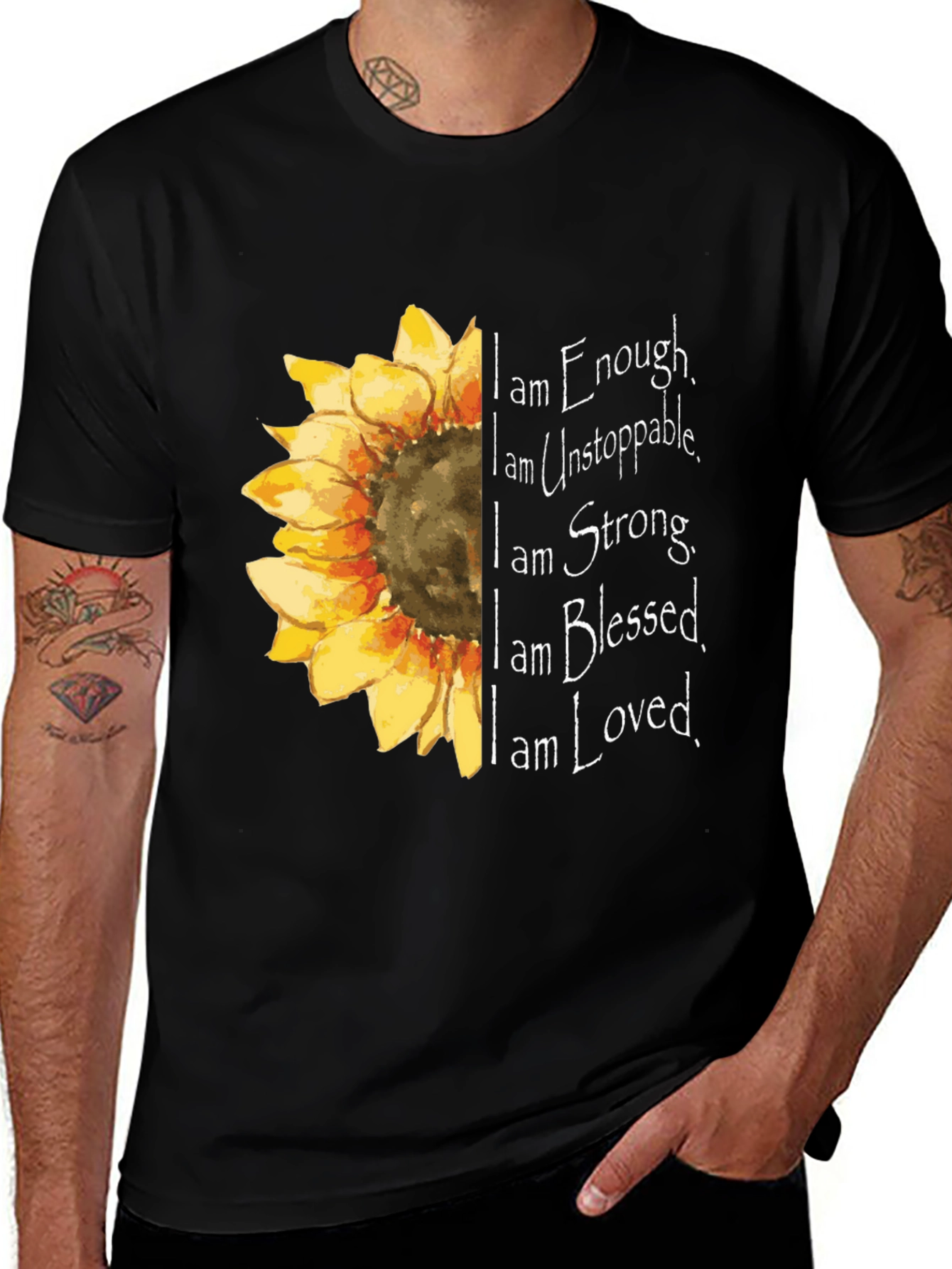 Sunflower Inspirational T-Shirt - Enough Unstoppable Strong
