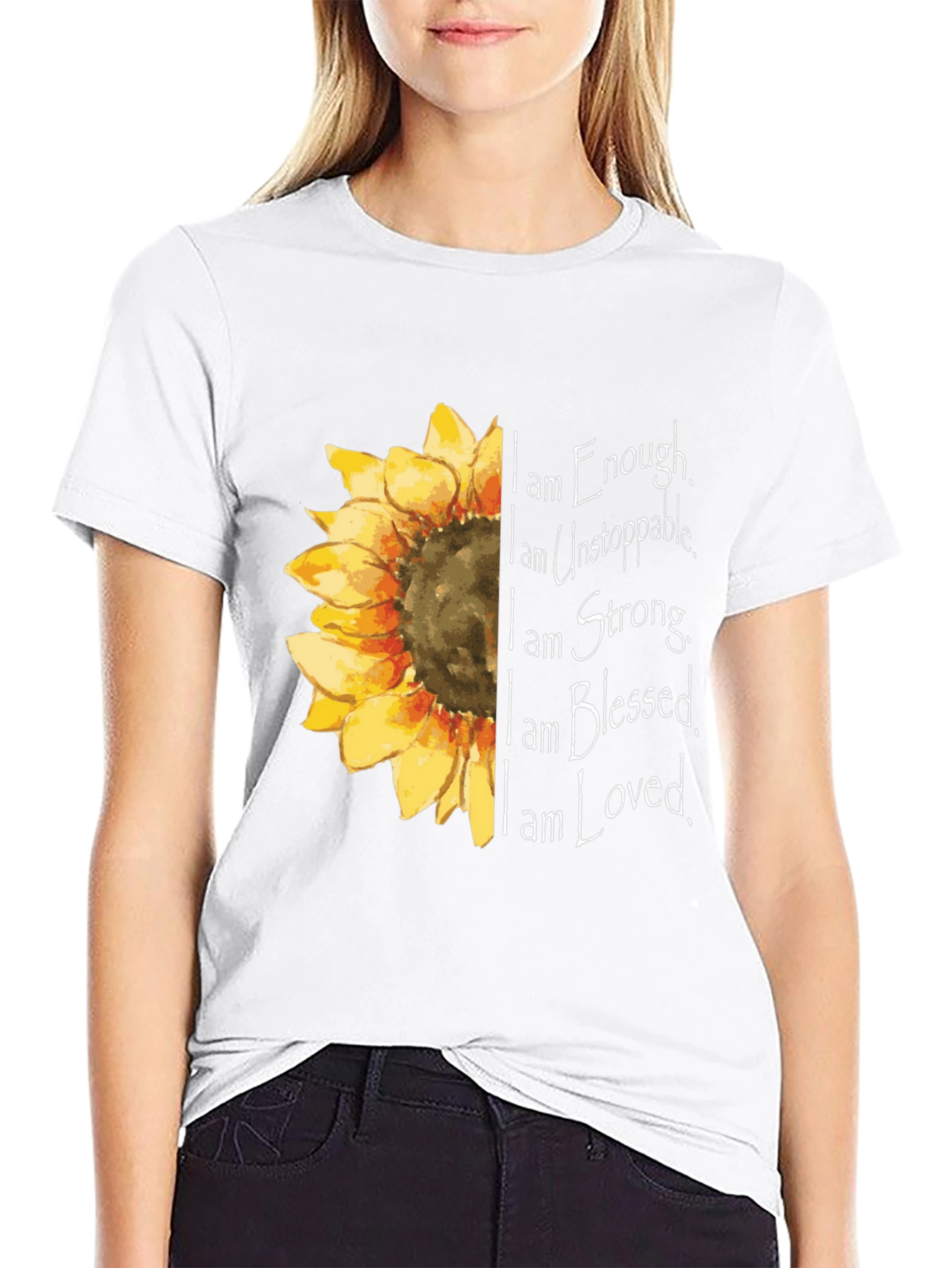 Sunflower Inspirational T-Shirt - Enough Unstoppable Strong