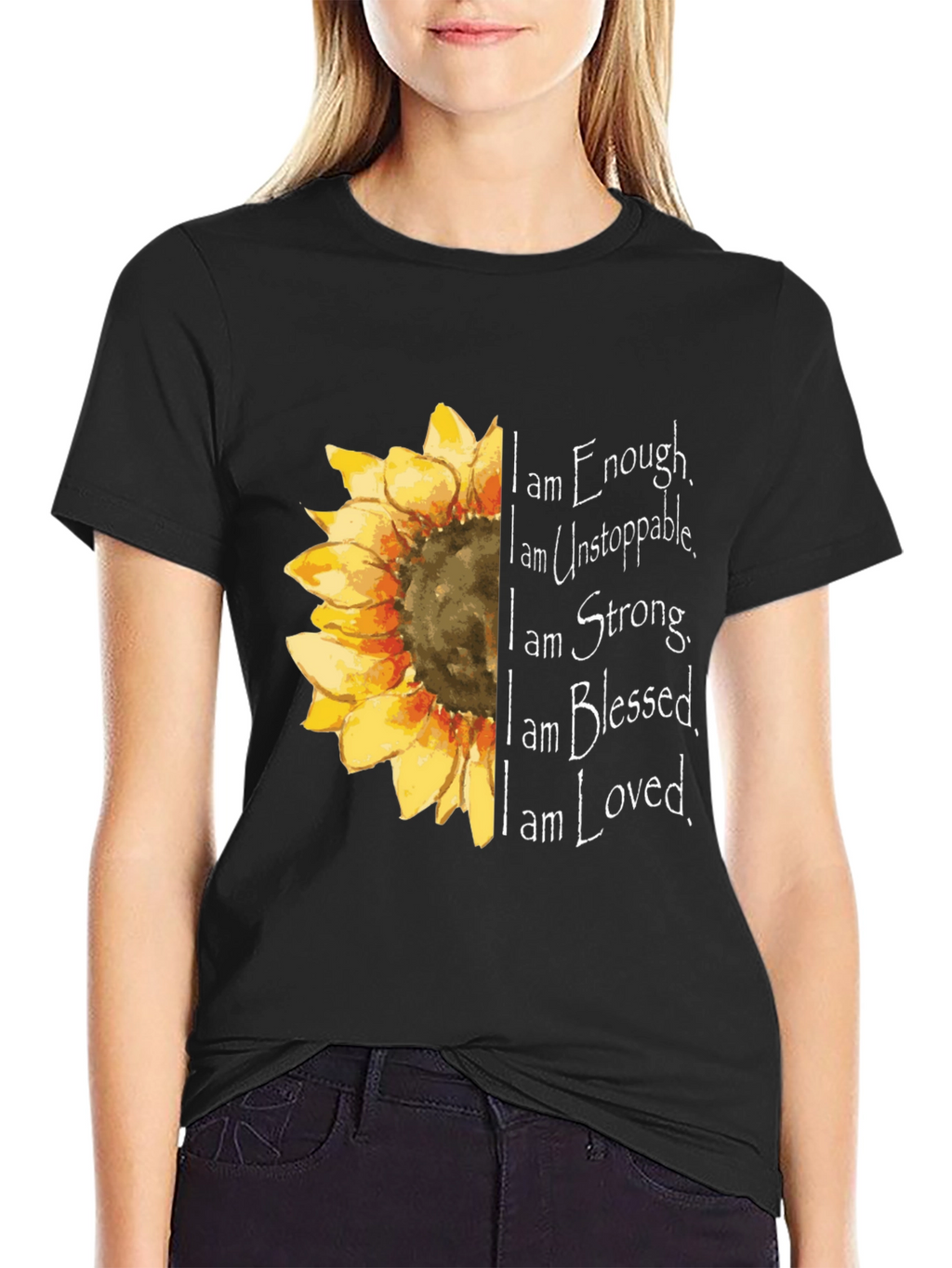 Sunflower Inspirational T-Shirt - Enough Unstoppable Strong