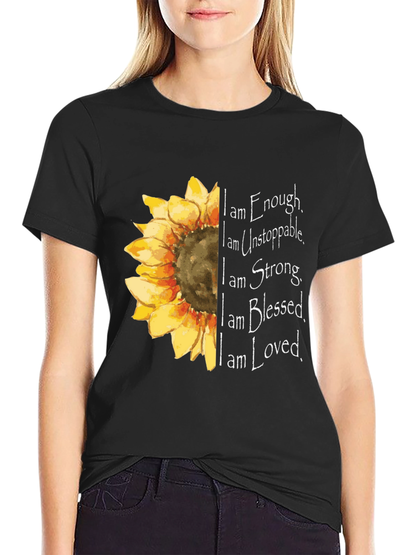 Sunflower Inspirational T-Shirt - Enough Unstoppable Strong