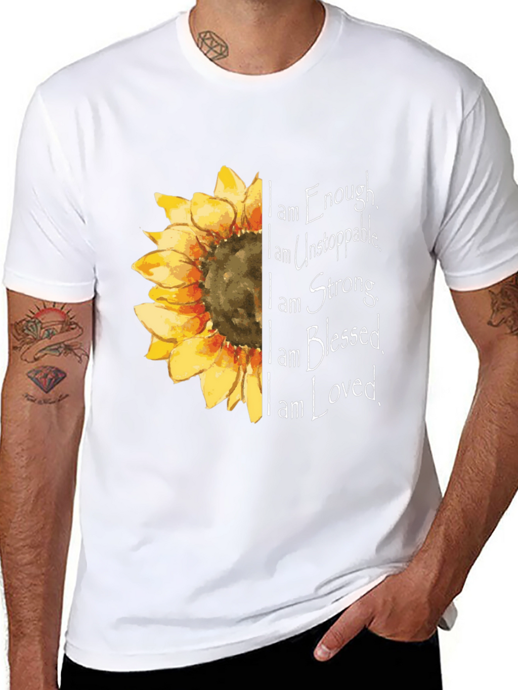 Sunflower Inspirational T-Shirt - Enough Unstoppable Strong