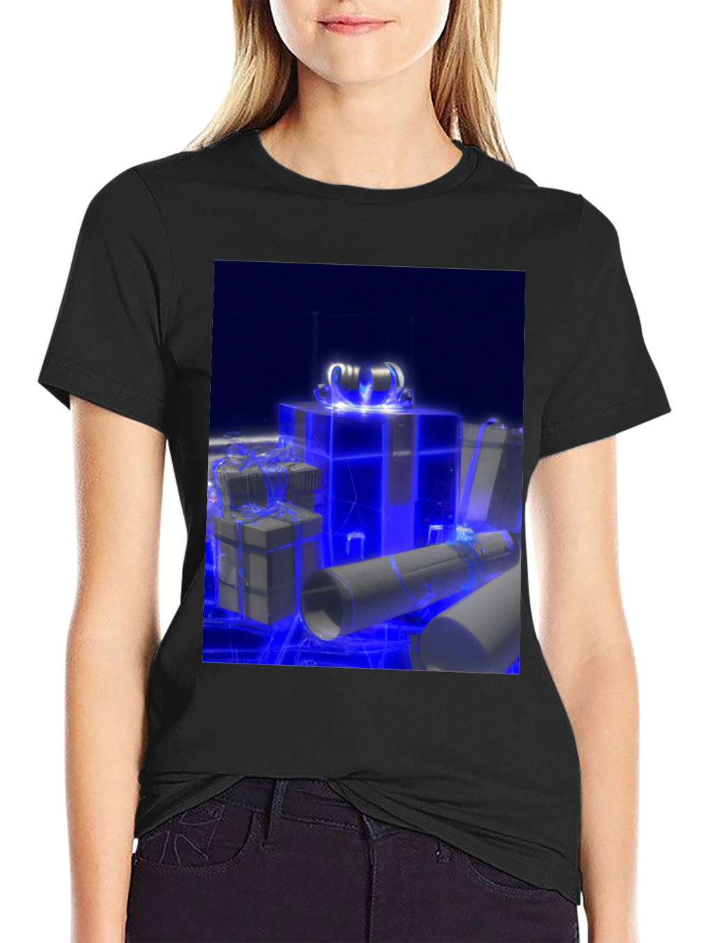 Glowing Gift T-Shirt - Futuristic Holiday Style