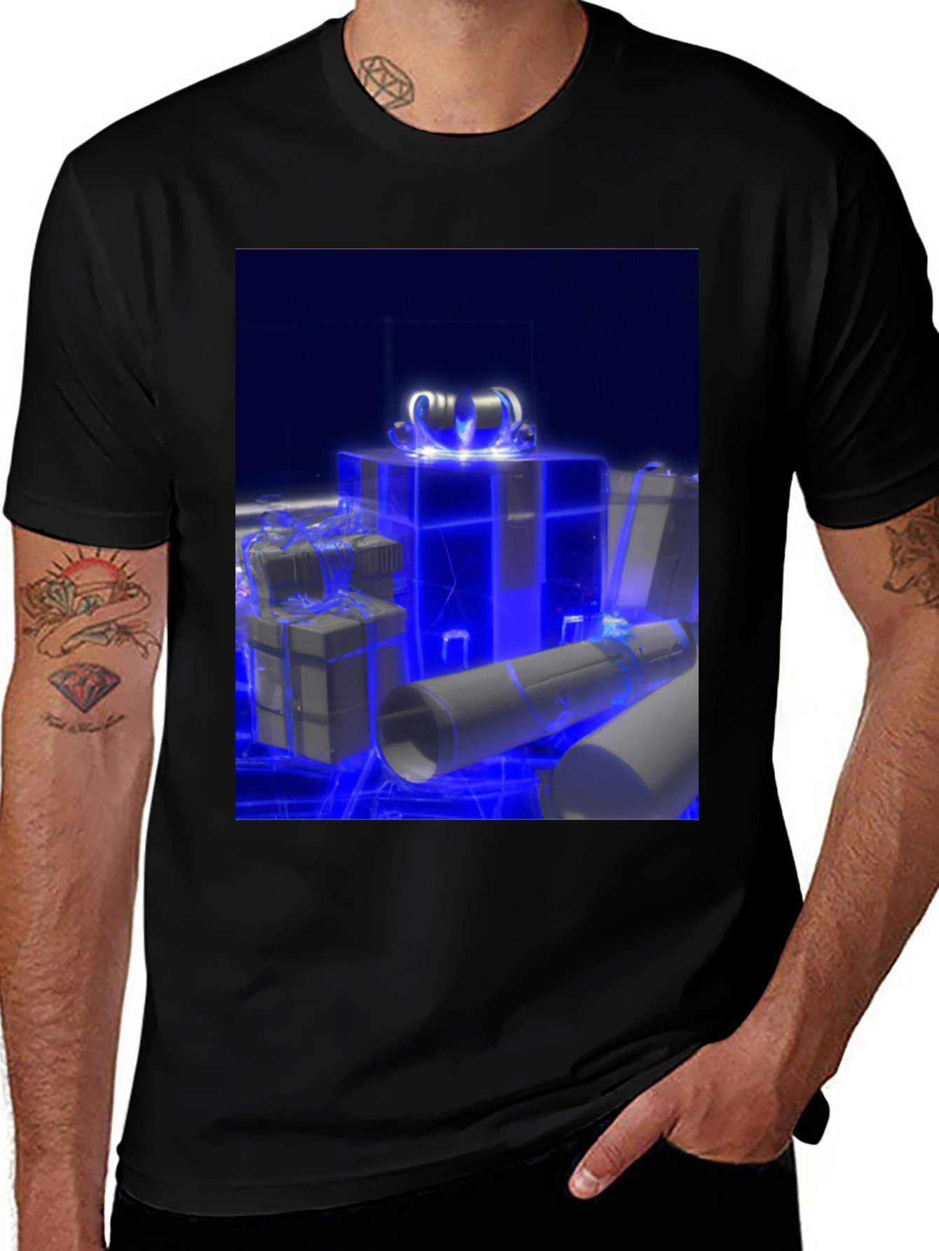 Glowing Gift T-Shirt - Futuristic Holiday Style