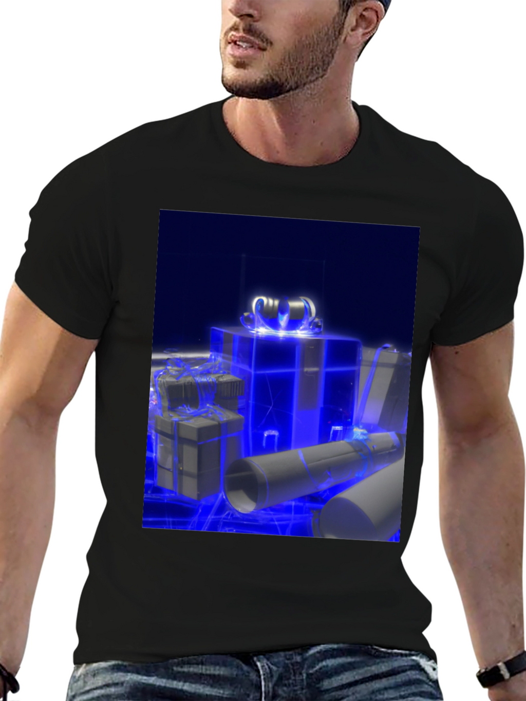 Glowing Gift T-Shirt - Futuristic Holiday Style