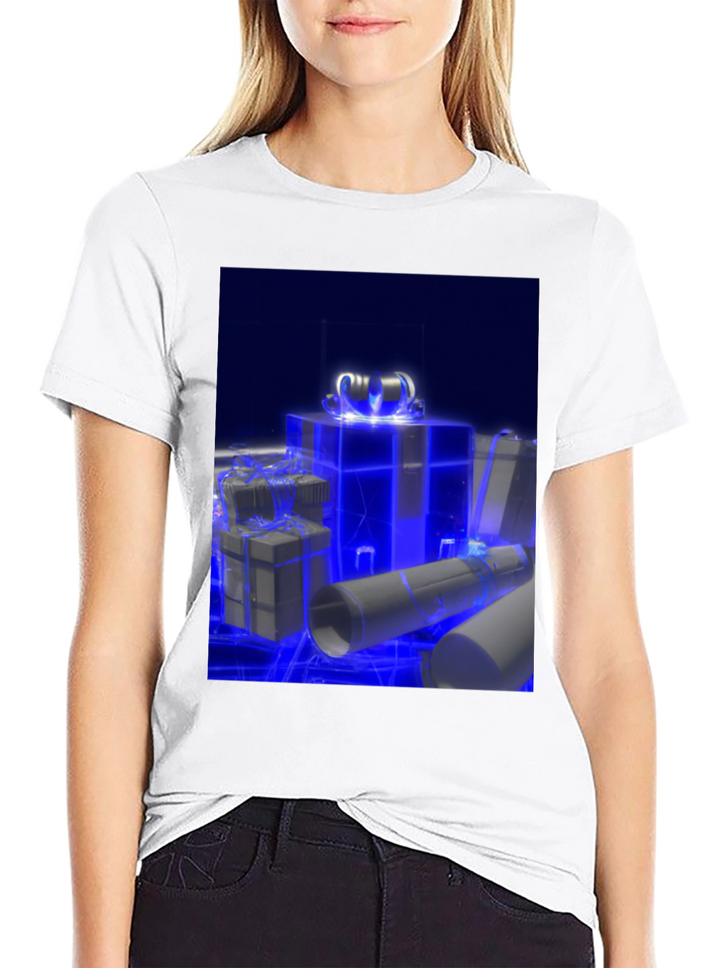 Glowing Gift T-Shirt - Futuristic Holiday Style