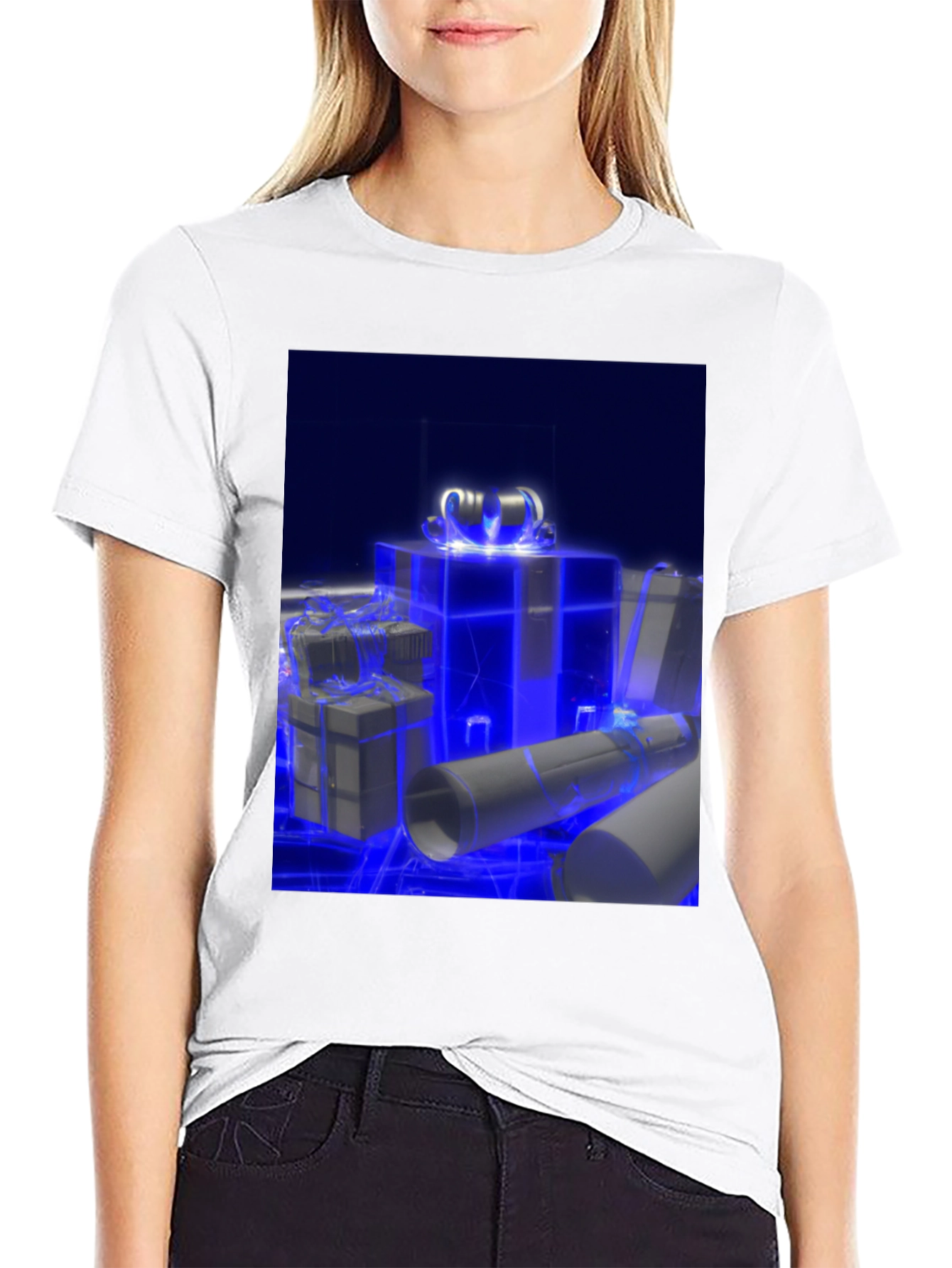 Glowing Gift T-Shirt - Futuristic Holiday Style