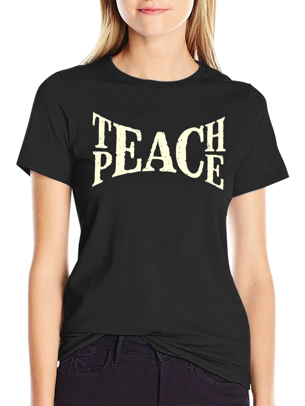 Teach Peace Graphic Tee - Black Cotton T-Shirt