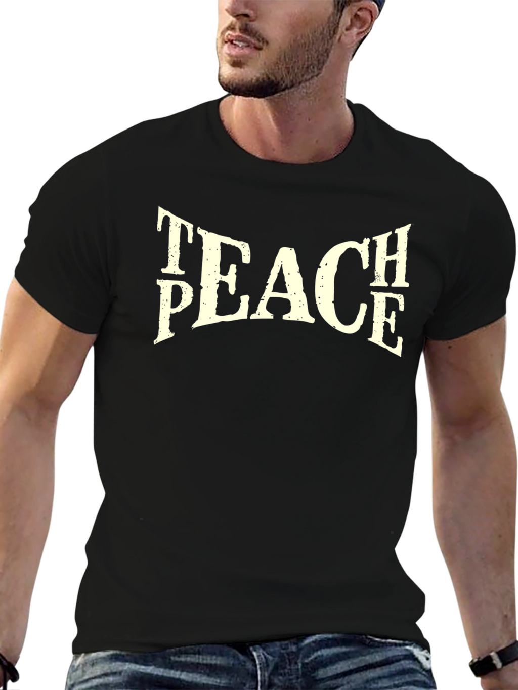 Teach Peace Graphic Tee - Black Cotton T-Shirt
