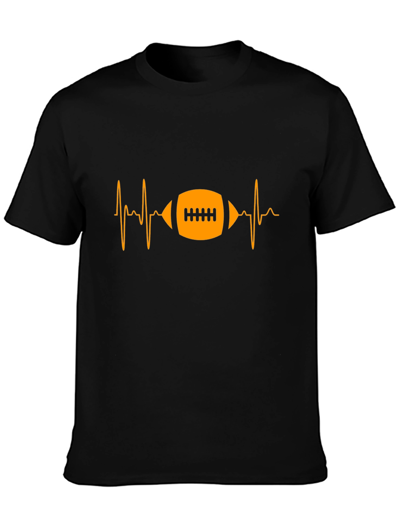 Football Heartbeat Graphic Tee - Black Cotton T-Shirt