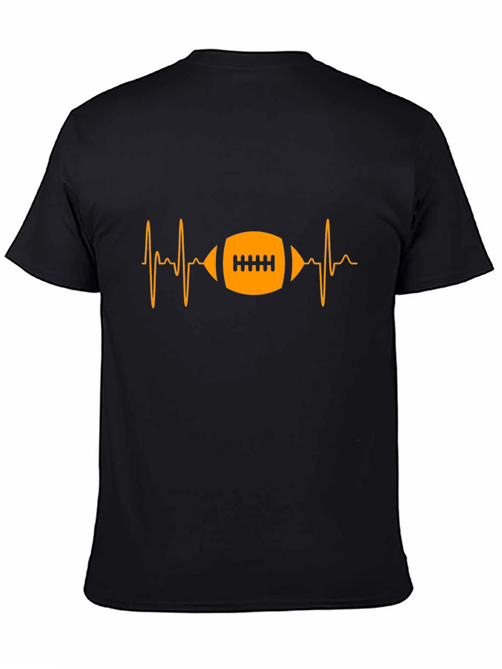 Football Heartbeat Graphic Tee - Black Cotton T-Shirt