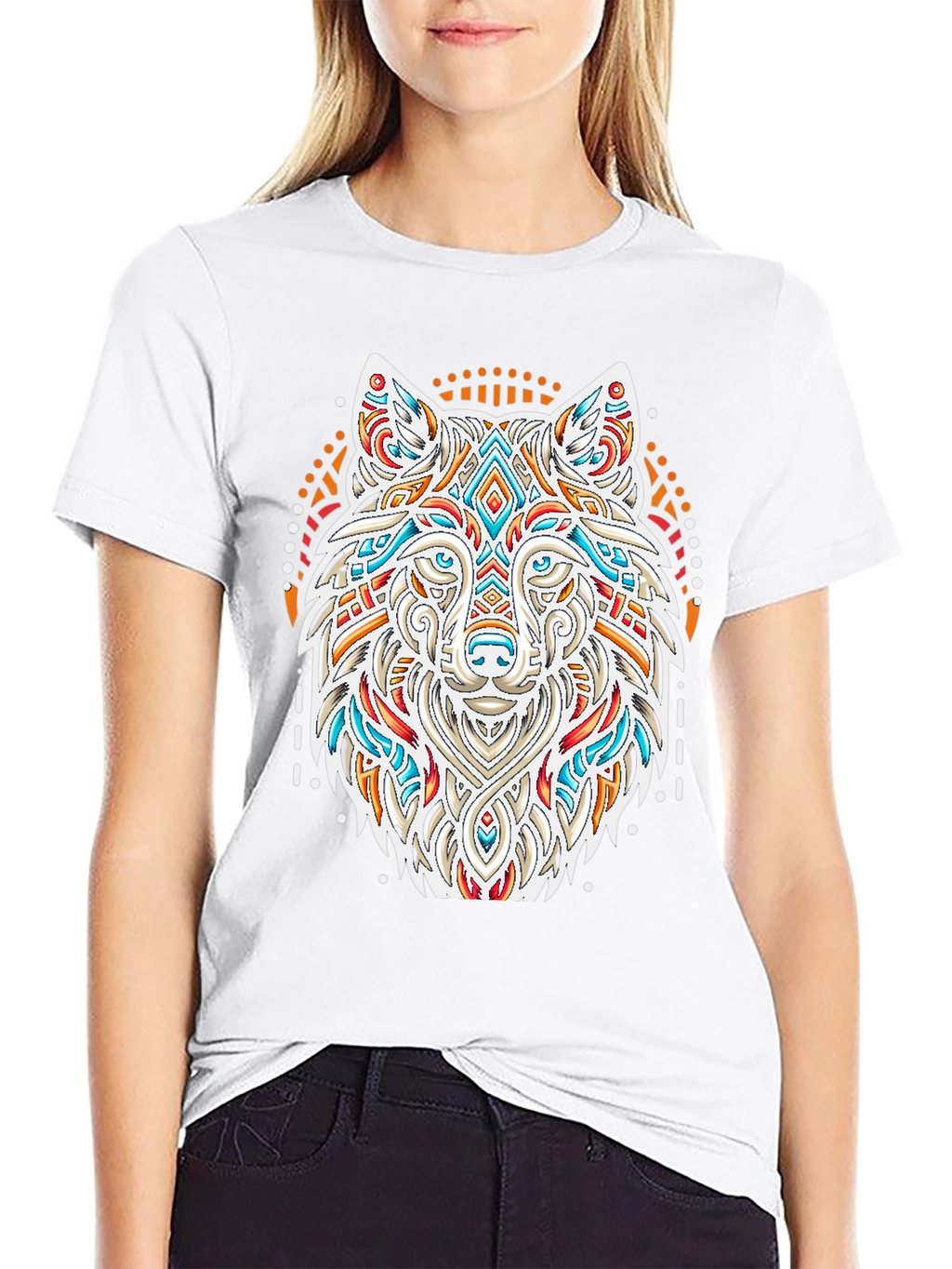 Wolf Graphic Print Black T-Shirt