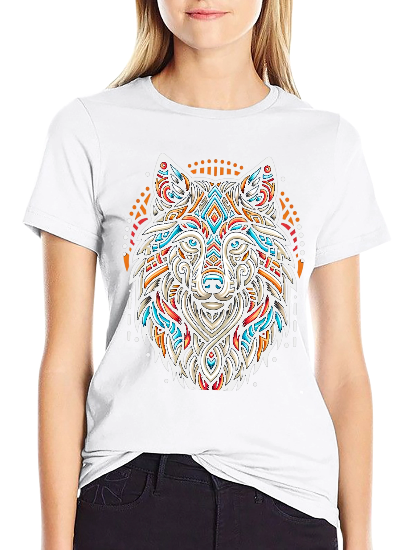Wolf Graphic Print Black T-Shirt
