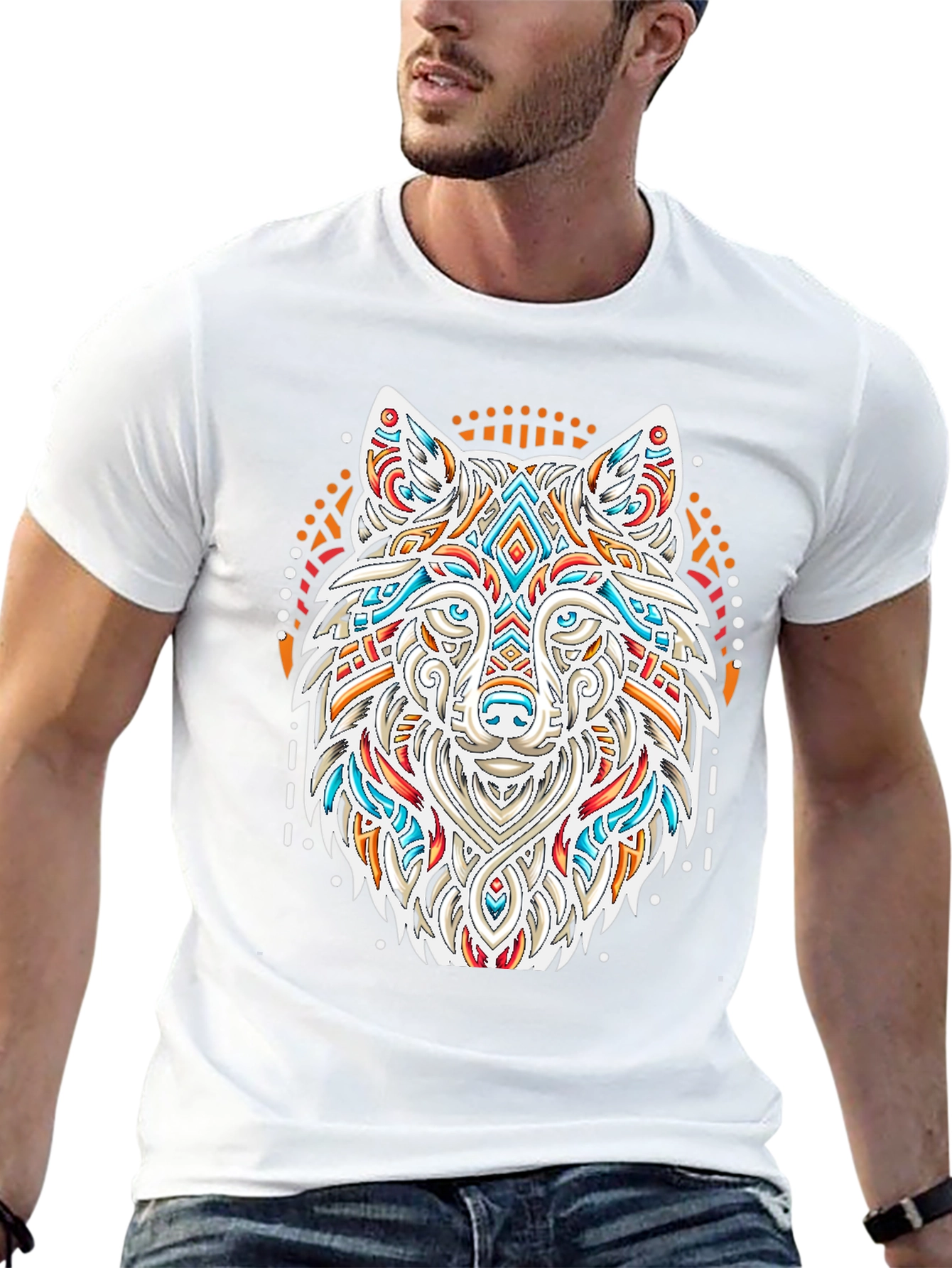 Wolf Graphic Print Black T-Shirt