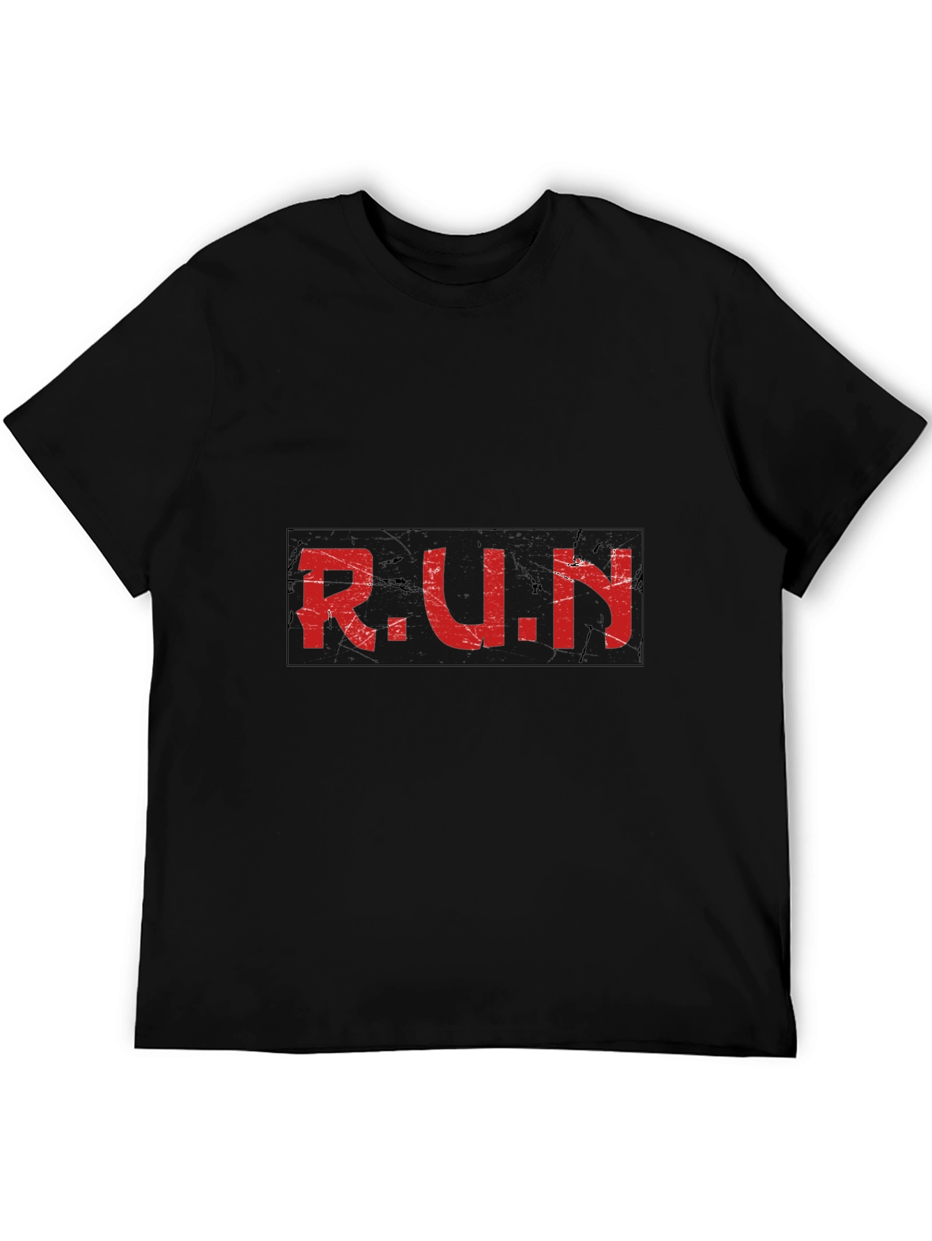 Distressed RUN Graphic Black T-Shirt