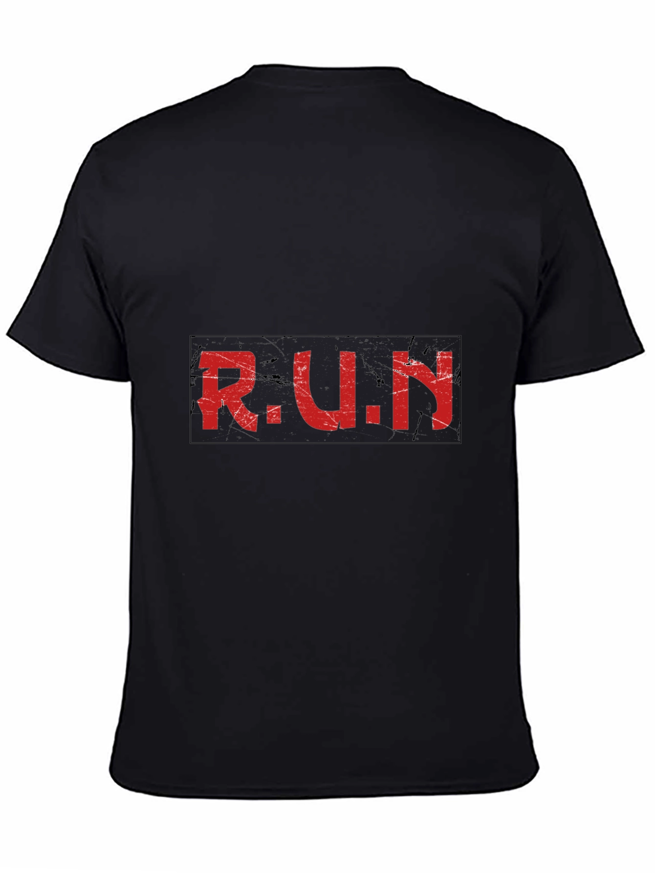Distressed RUN Graphic Black T-Shirt