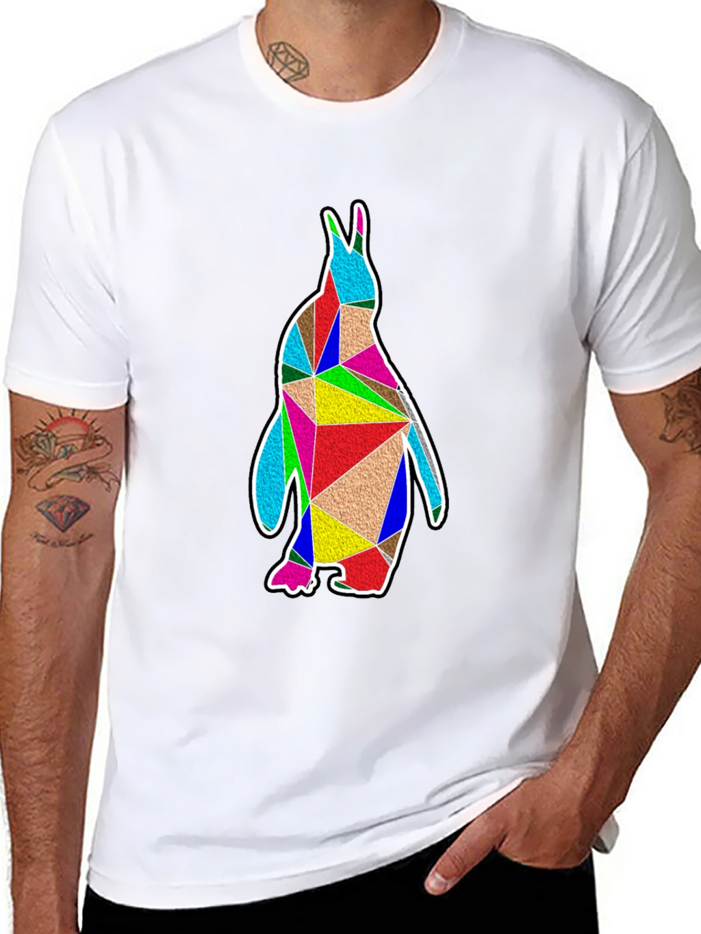 Geometric Penguin Graphic Tee - Unique Design